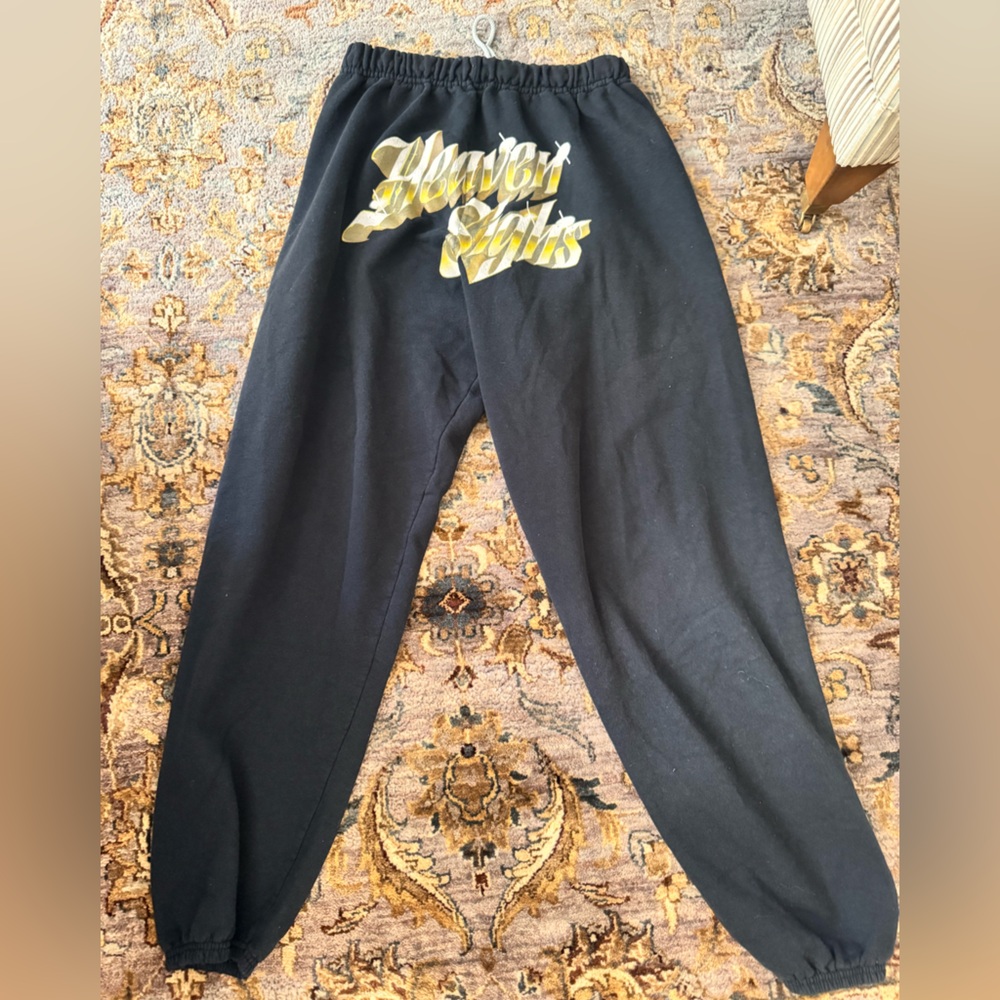 BOYS LIE  Black Sweatpants with Gold HEAVEN SIGHS SIZE SMALL